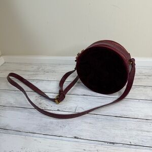 Street Level Burgundy velvet Circle Crossbody Bag